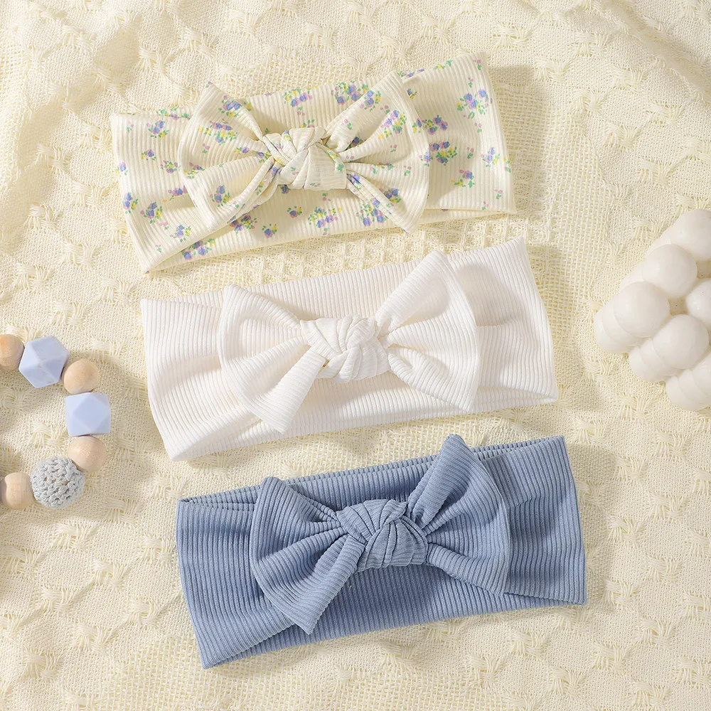 3-teiliges Baby-Stirnband-Set mit geknoteter Schleife, Turban, gerippte Haarbänder für Neugeborene, Kirschherz-Druck, Haarschmuck für Kleinkinder, Kopfwickel für Kleinkinder – Detail 8