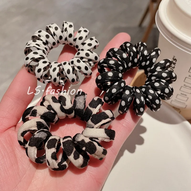 

Simple Black and White Polka Dot Printed Fabric Winding Hair Ring for Women Cute Head Rope Girl Hair Accessoires Jewelry Gift