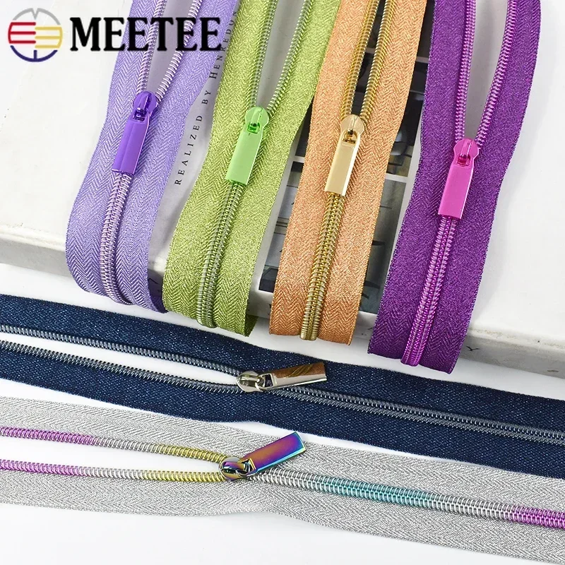 1-10M 5# Nylon Zippers Tape With Zipper Sliders For Garment Bag Coil Zips Pulls Decoration Zip Repair Kit DIY Sewing Accessories