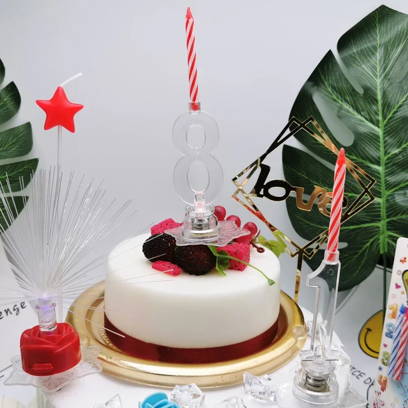 C-Stil leuchtend digital mit Gewinde kerzen, Geburtstags torte transparente Flash-Party zubehör, Kinder geburtstags feier