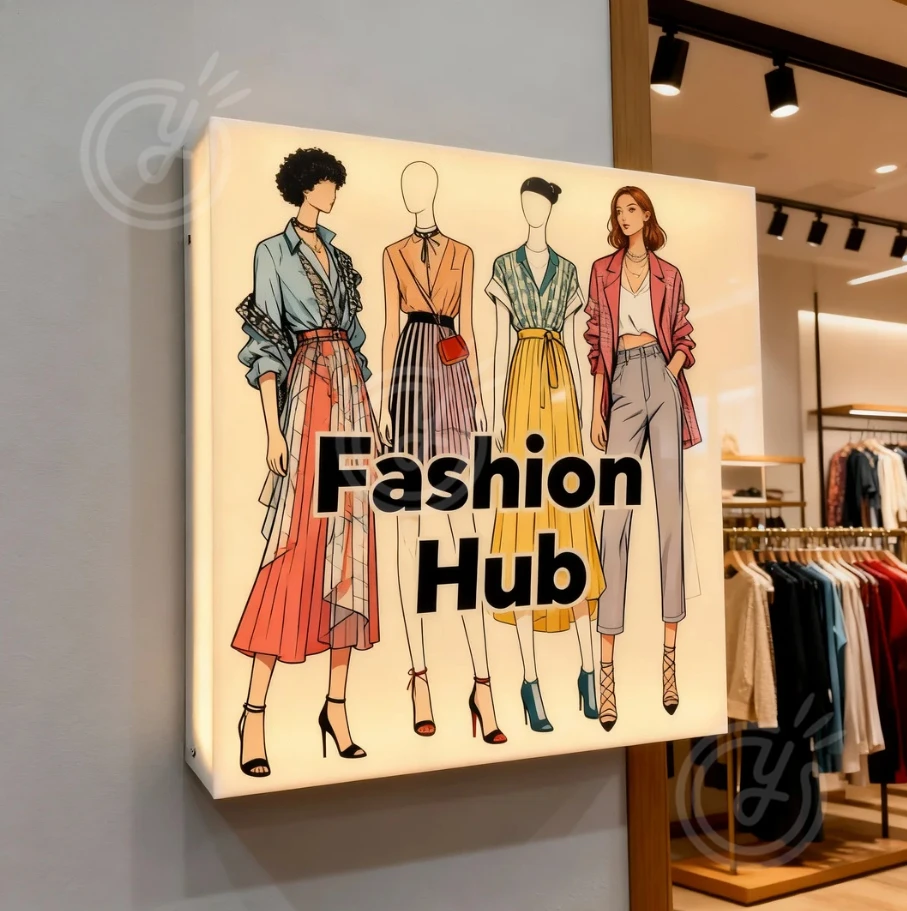 Custom Light Logo Advertising Letters Neon Led Bright Wall Sign Acrylic Luminous Signage Metal Letter Signs Fashion Hub Design