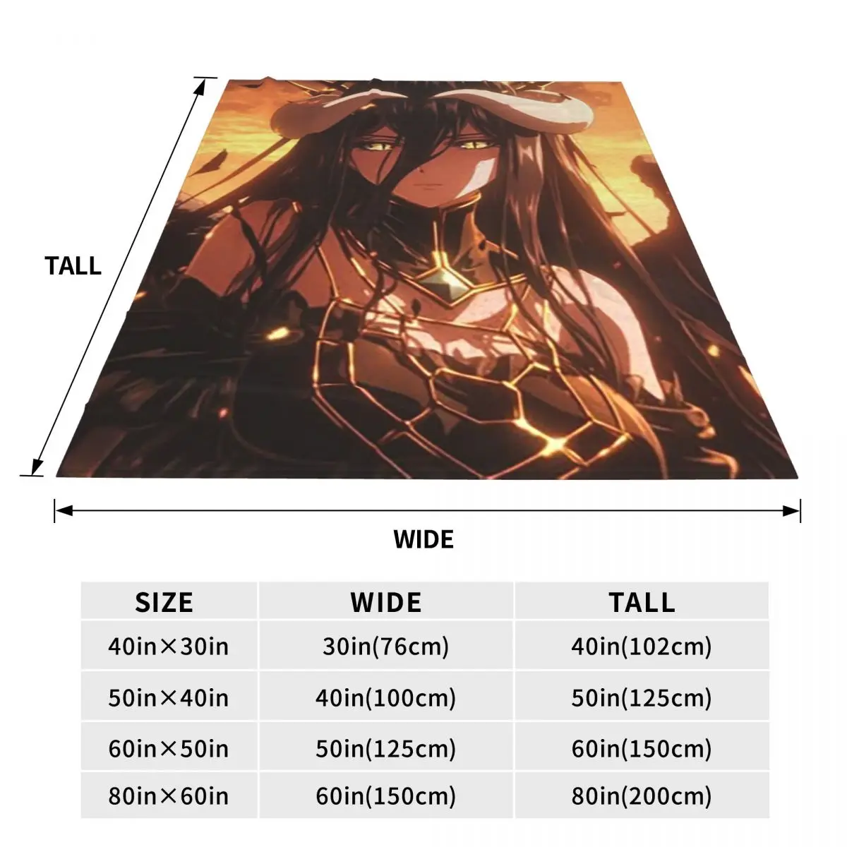 Adventure Anime Albedo Overlord Blanket Soft Warm Flannel Throw Blanket Plush for Bed Travel Home Sofa