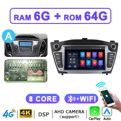 Draadloze Carplay Android 15 Auto Stereo Autoradio voor Hyundai IX35 Tucson 2 LM 2009-2015 2din autoradio Multimedia speler 4G LTE