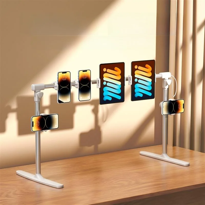 Bed Sofa Device Holder Aluminum Alloy Adjustable Stand for Mobile Phone Tablet Computer Black Color Home Desktop Usage