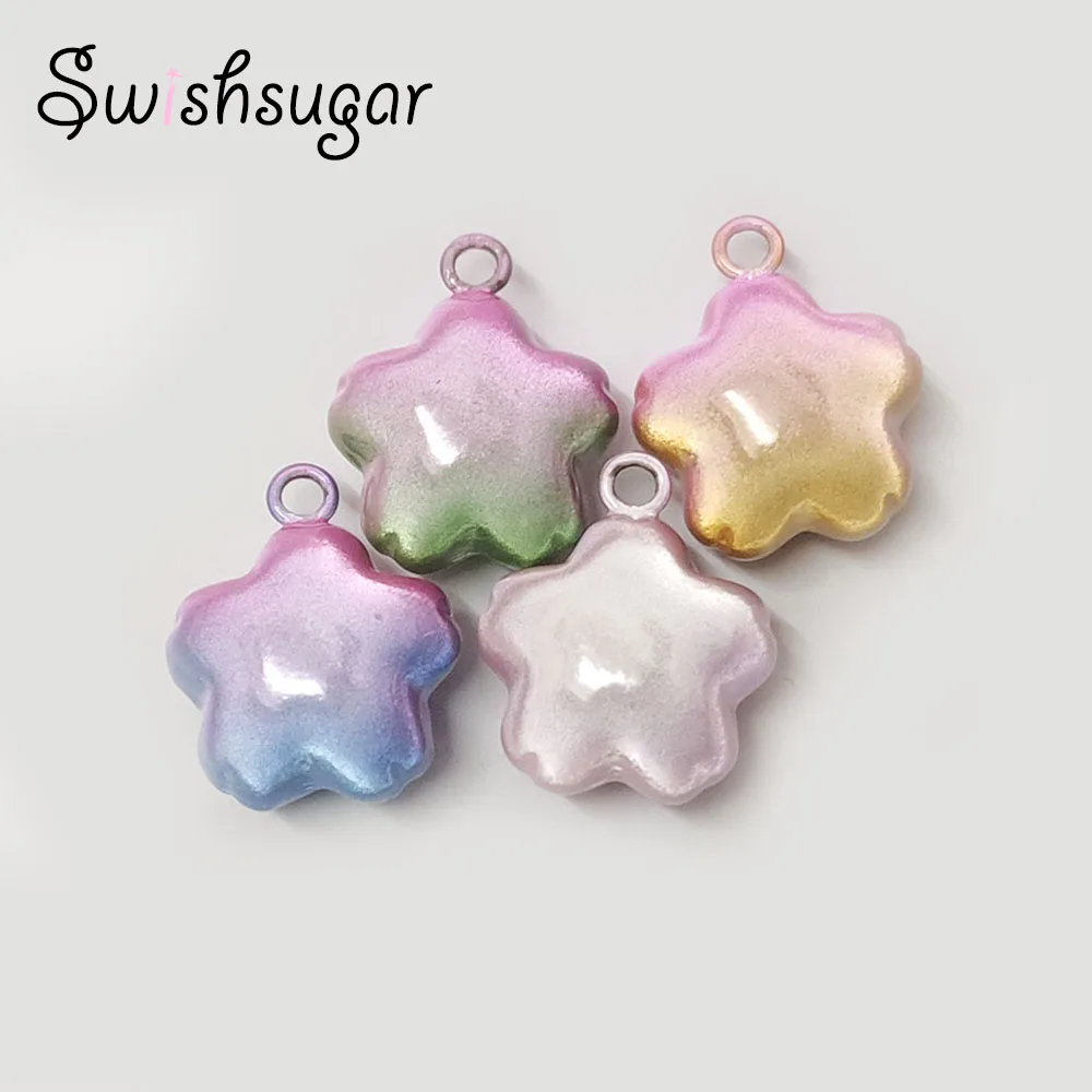 4Colors Close Sakura Jingle Bells Gradient Colorful Good Luck Charms Necklace Pendant Accessories Jewelry Craft Findings