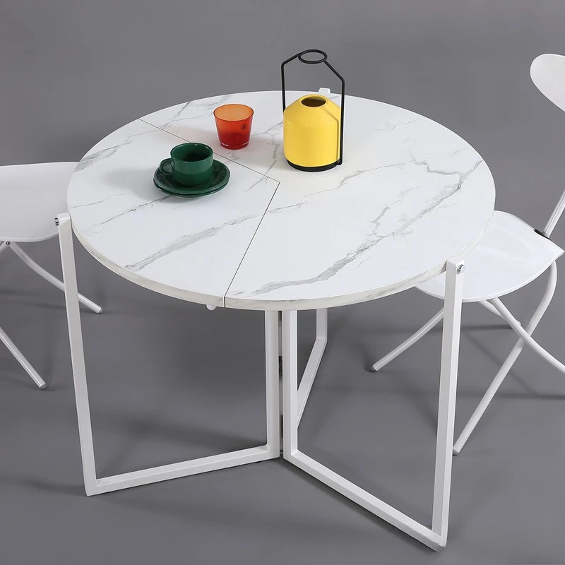 Folding dining table small apartment household small round table outdoor simple dining  4 people small dining table
