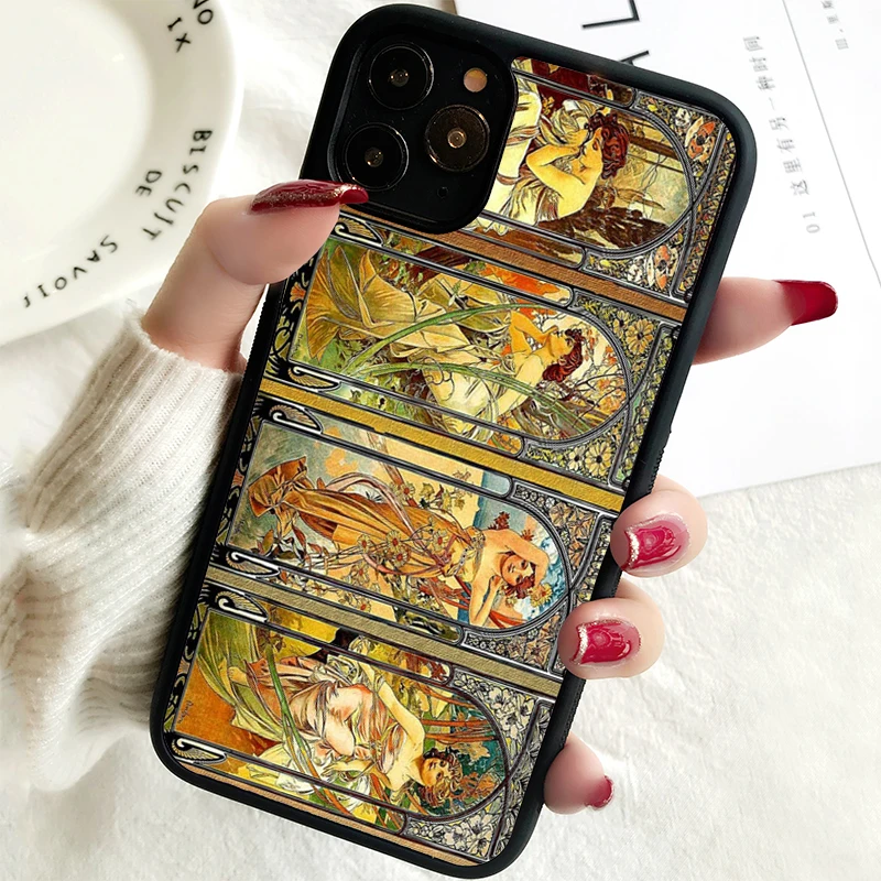 5 5S SE Phone Cover Case for iPhone 6 6S 7 8 PLUS X XS XR 11 12 13 MINI 14 PRO MAX Rubber Silicone Alphonse Alfons Mucha Dance