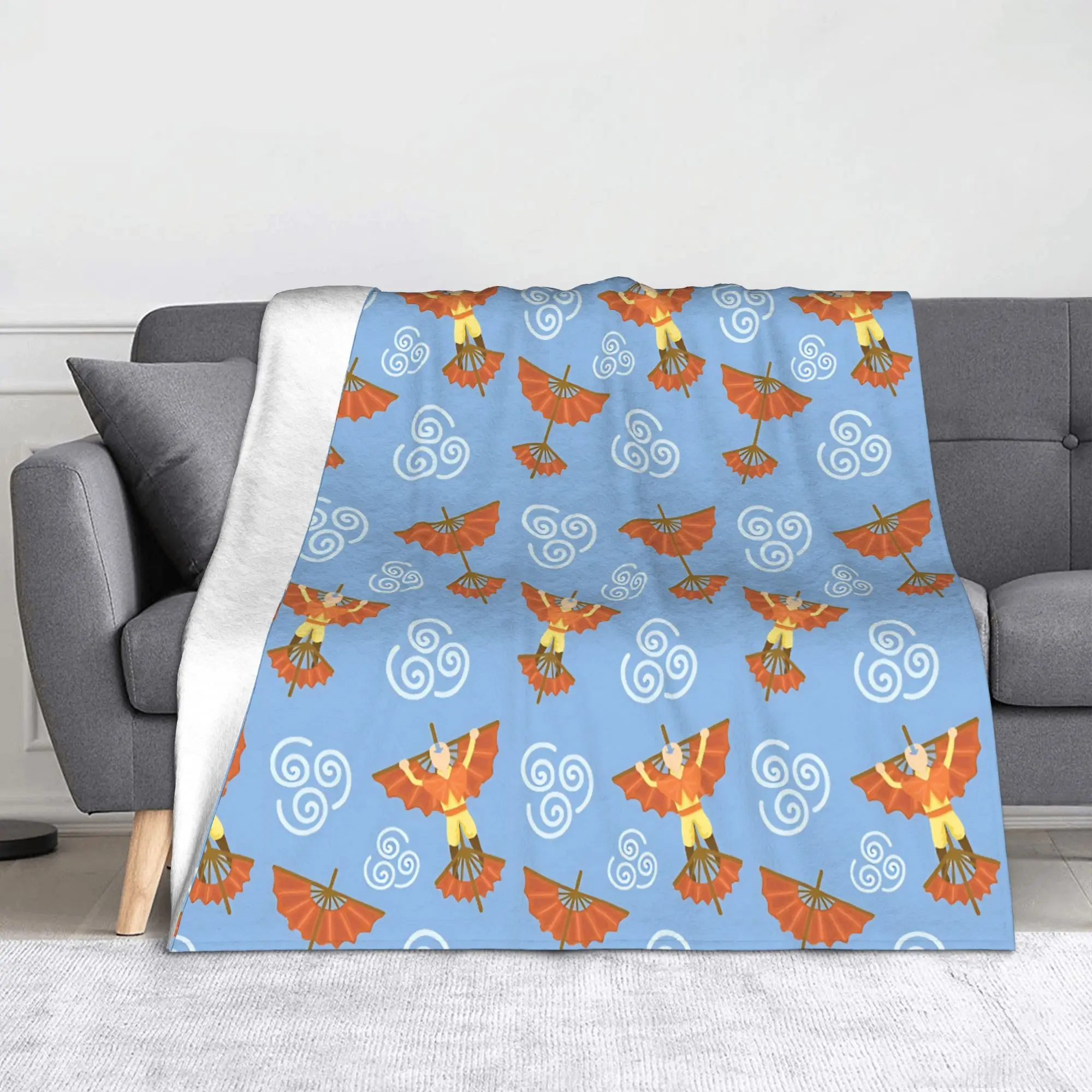 Aang Glider Pattern Blanket Fleece Summer Air Conditioning Avatars Anime Airbenders Multi-function Throw Blankets for Bedding