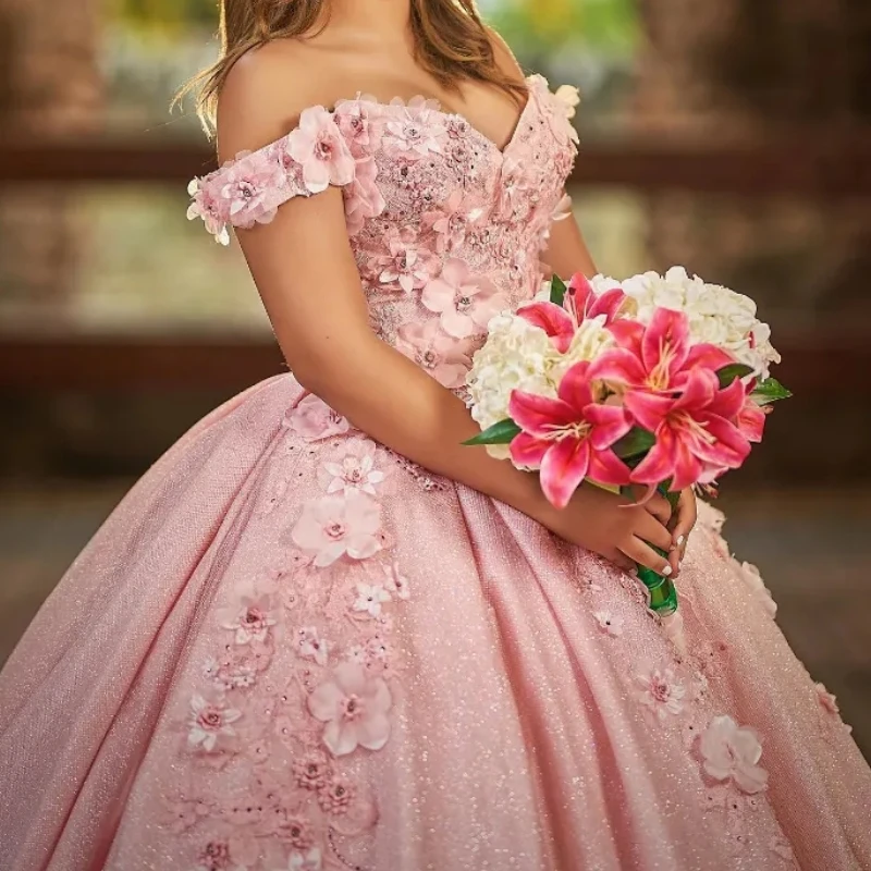 Spersonalizowane sukienki Princess Sweet 16 na studniówkę Kwiatowy gorset 14 urodzinowy dla dziewczynki vestidos de 15 años quinceañeras modernos