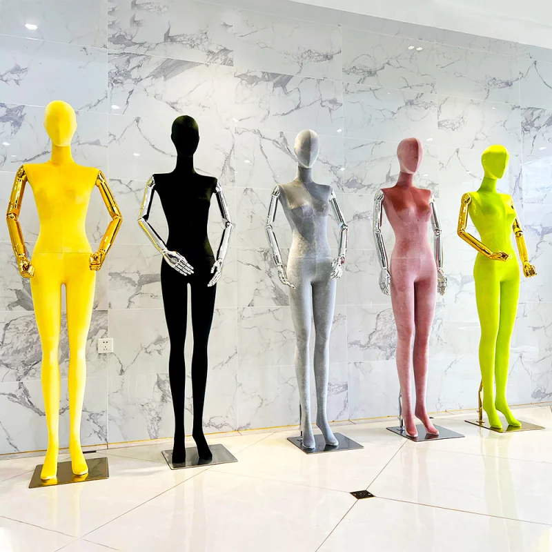 customized.Luxury Fiberglass Lady Mannequin Display Clothing Women Dress Form Velvet Full Body Female Mannequin with Flexib