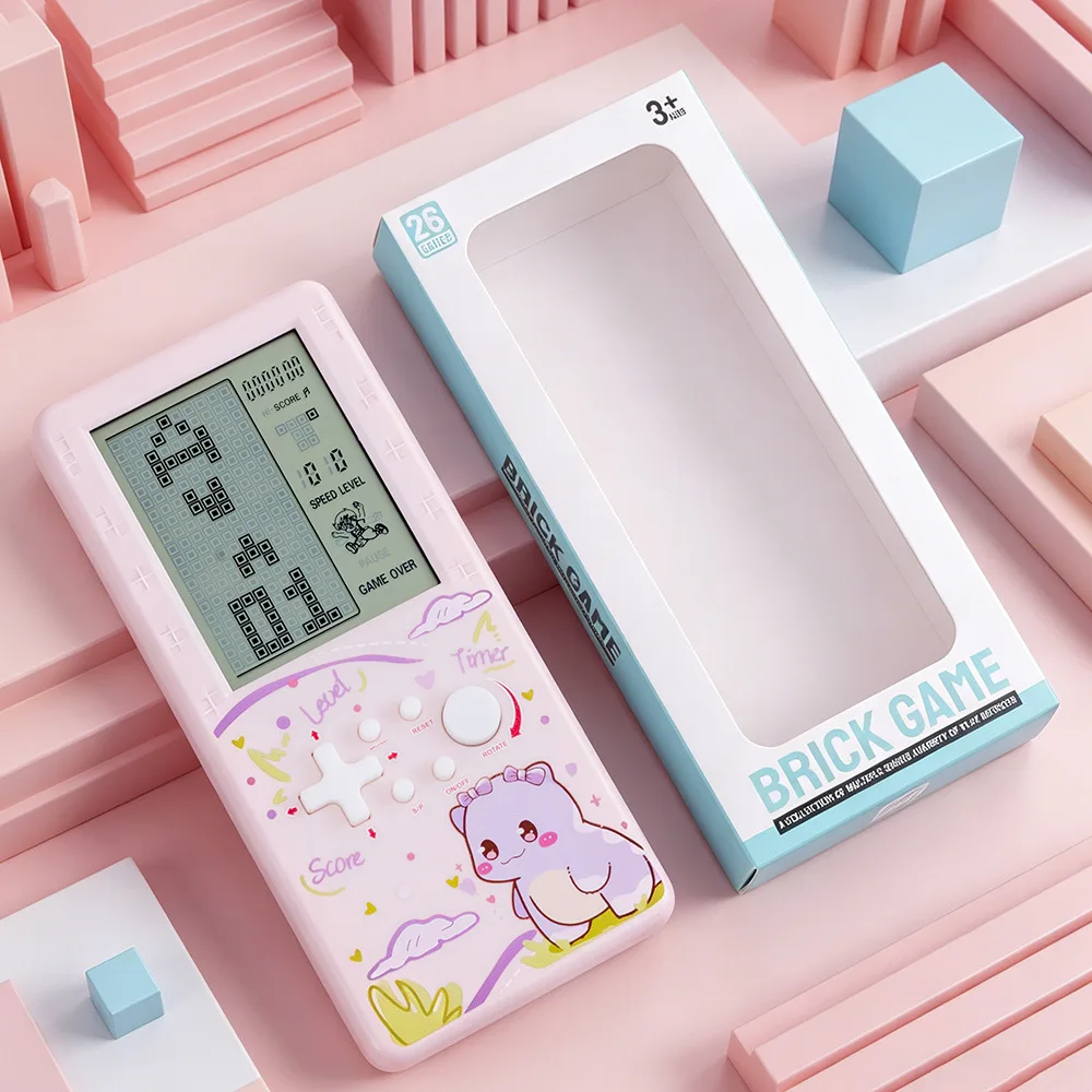 

Cute Dinosaur Pattern High Sensitive Buttons HD Screen Classic Tetris Electronic Game Device For Relaxation Office Desk Decor