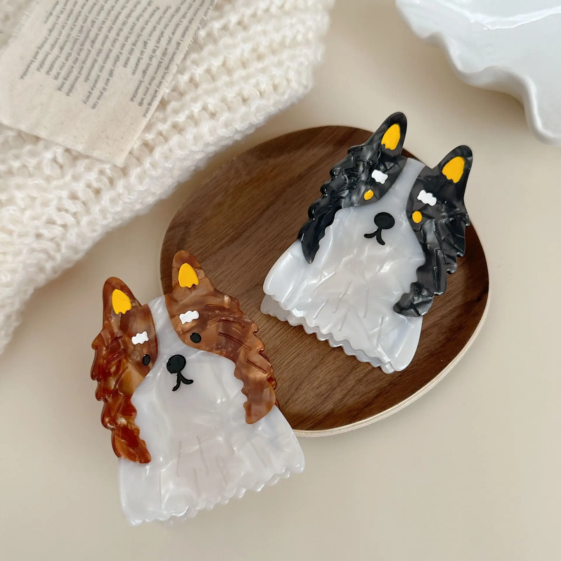 قطعة واحدة من جرو المرتفعات الغربية اللطيفة مع مشبك سمك القرش وشعر ذيل الحصان، إكسسوار شعر كرتوني النسخة الكورية