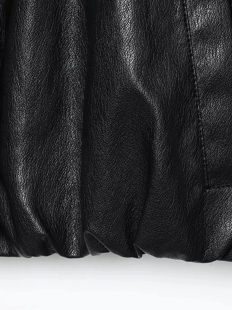 Jaqueta Feminina Nova de Primavera, Moda Simples, Solta, de Gola Alta, Manga Longa, Jaqueta de Couro Sintético, Casaco Curto Feminino