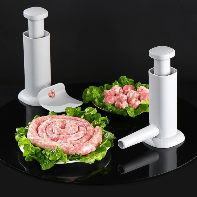 

2 in 1 Vertical Sausage Maker Machine Easy to Clean Safety Push Type Making Kit Manual Stuffer Meatball Maker Kitchen Tools