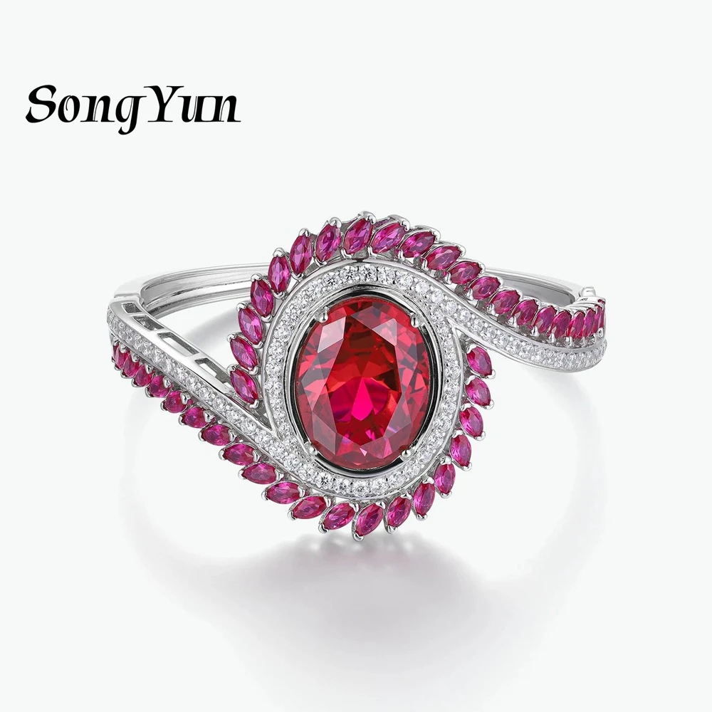 

SONGYUN Luxury Jewelry 925 Sterling Silver Bracelet Zircon 5A Rope Fashion for Wife 18K Real Gold Plated Fine Jewelry Bangle