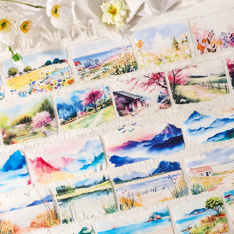 

4 рулона/компл. Kawaii PET натуральный пейзаж наклейка лента DIY коллаж ручной работы альбом мусорный журнал эстетические канцелярские принадлежности