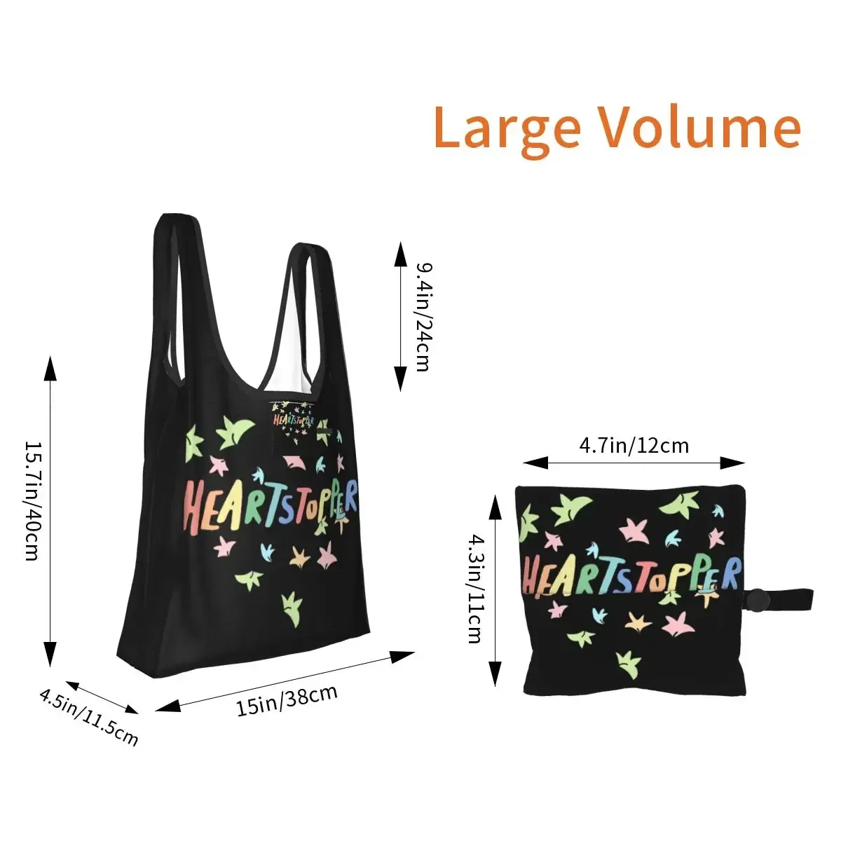 Heartstopper Heart Of Leaves Shopping Bag Portable Tote Bags Reusable Shoulder Shopper Bag Grocery Handbag