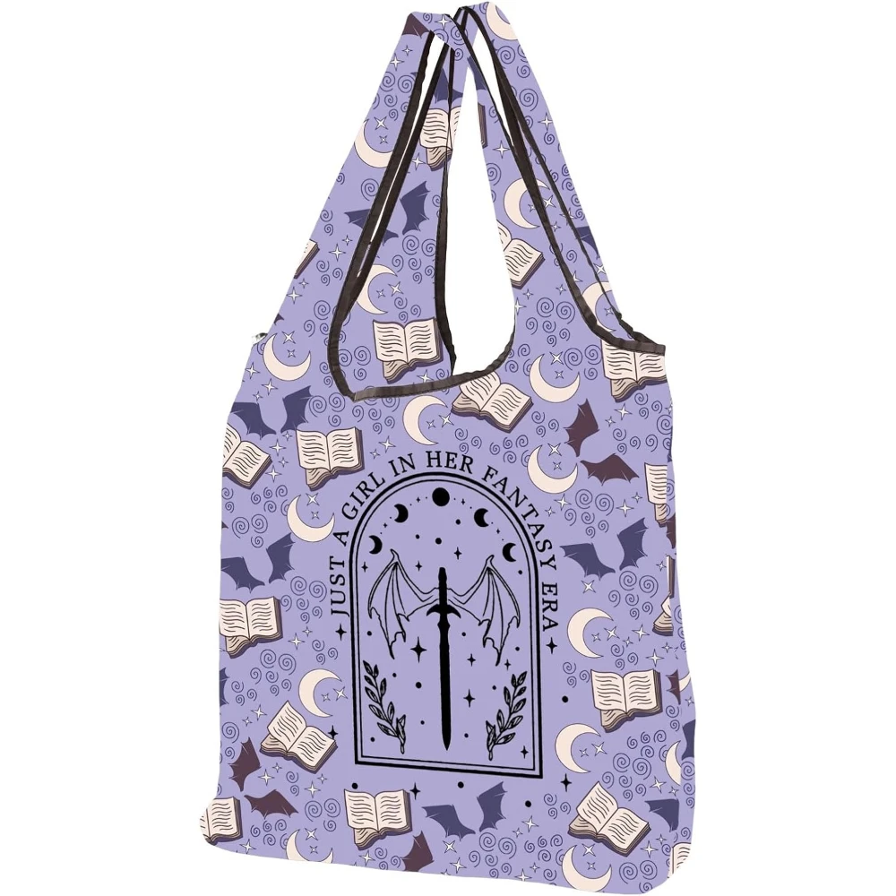 

Y2K Book Merch Gift Just A Girl in Her Fantasy Era Многоразовые сумки Подарок любителю книг в стиле фэнтези Романтические книжные подарки