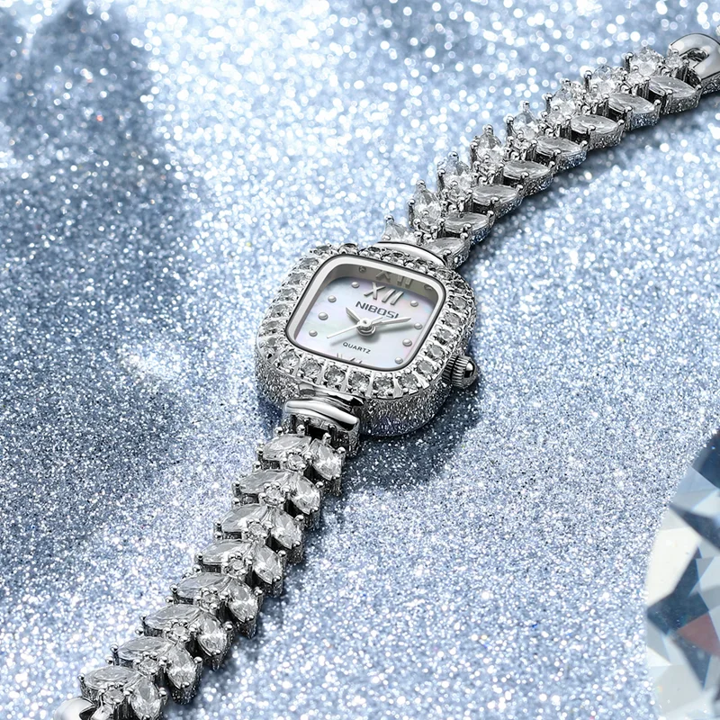 

NIBOSI женские часы квадратные маленькие часы роскошные водонепроницаемые модные женские наручные часы из нержавеющей стали со стразами для Reloj Mujer