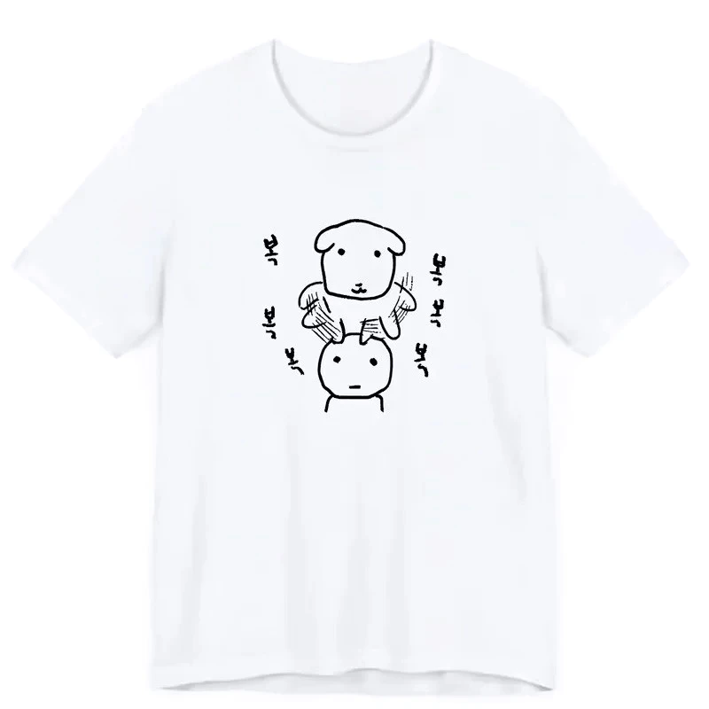 Funny Minimalist Dog Print T-Shirt Women Cute Cartoon Line Art Graphic Tee Shirt Casual Y2k Short Sleeve Korean Style Tee Tops