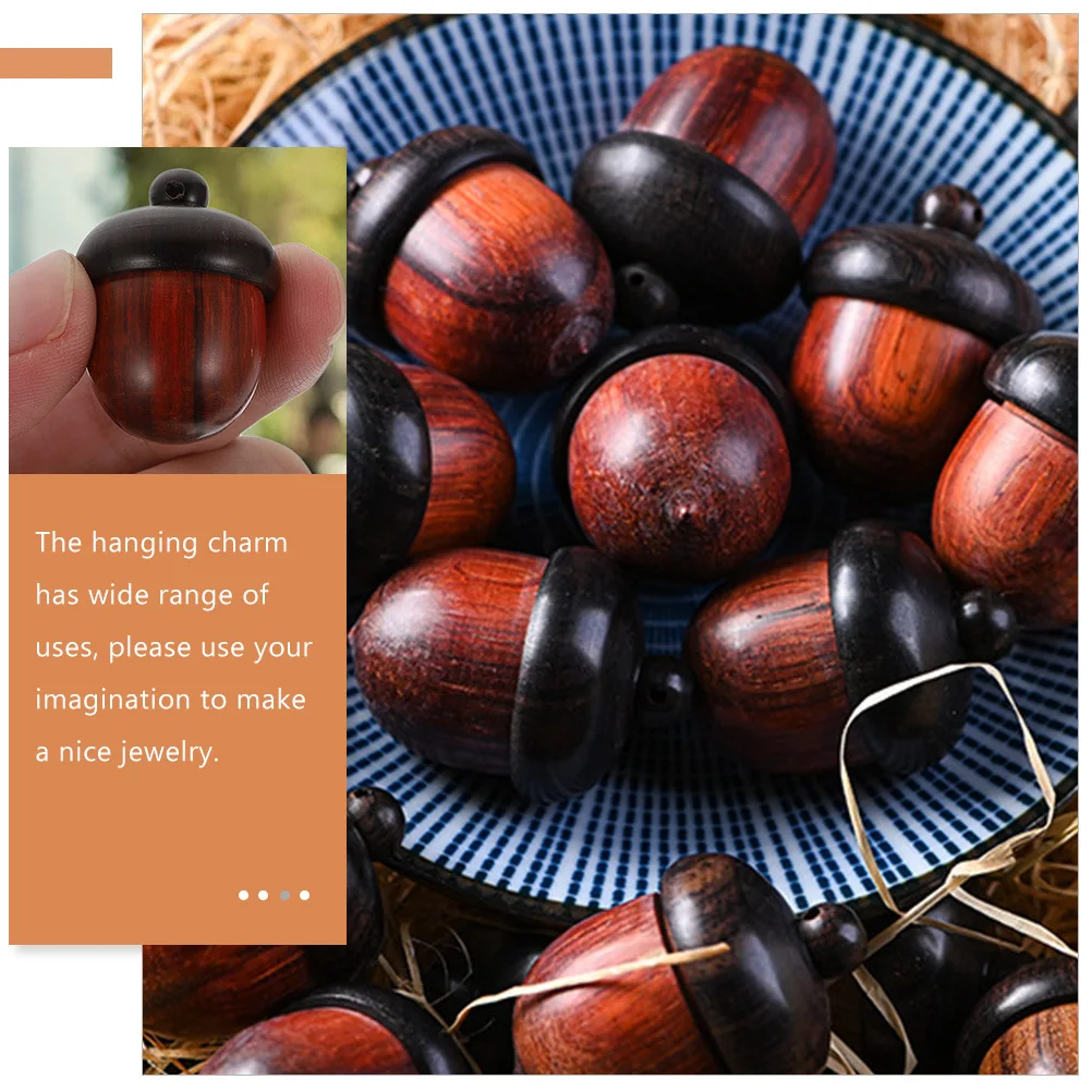 

3 Pcs Acorns Bulk Color-blocked Wood Nut Pendant Christmas Decor Diy Charms Wooden Harvest