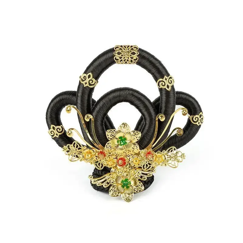 Antico Hanfu Puntelli Performance Mazzo Fata Volante Cos Chang'e Panino per capelli Dinastia Tang Spettacolo teatrale Parrucca Accessori per capelli