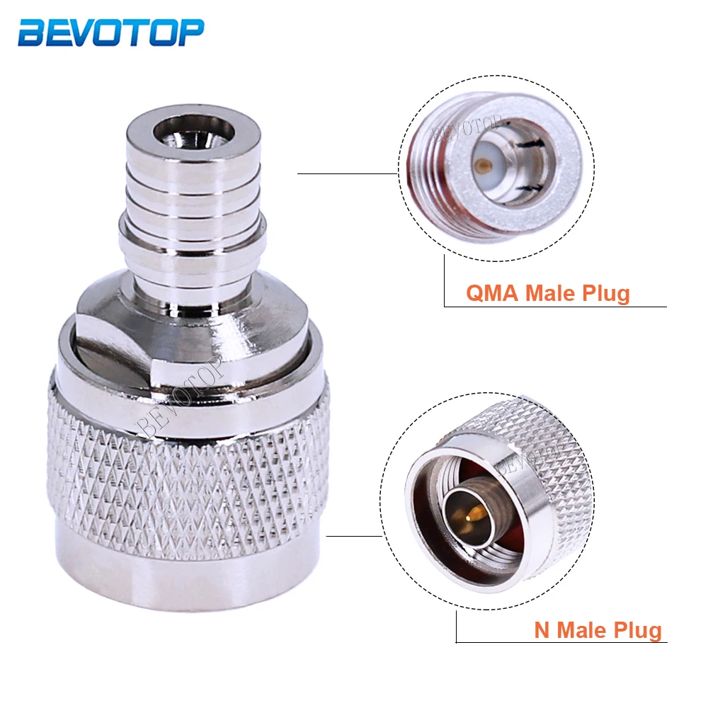 

1Pcs QMA Male Plug to L16 N Male Straight Adaptor 50 Ohm Nickel plated RF Converter Connector BEVOTOP