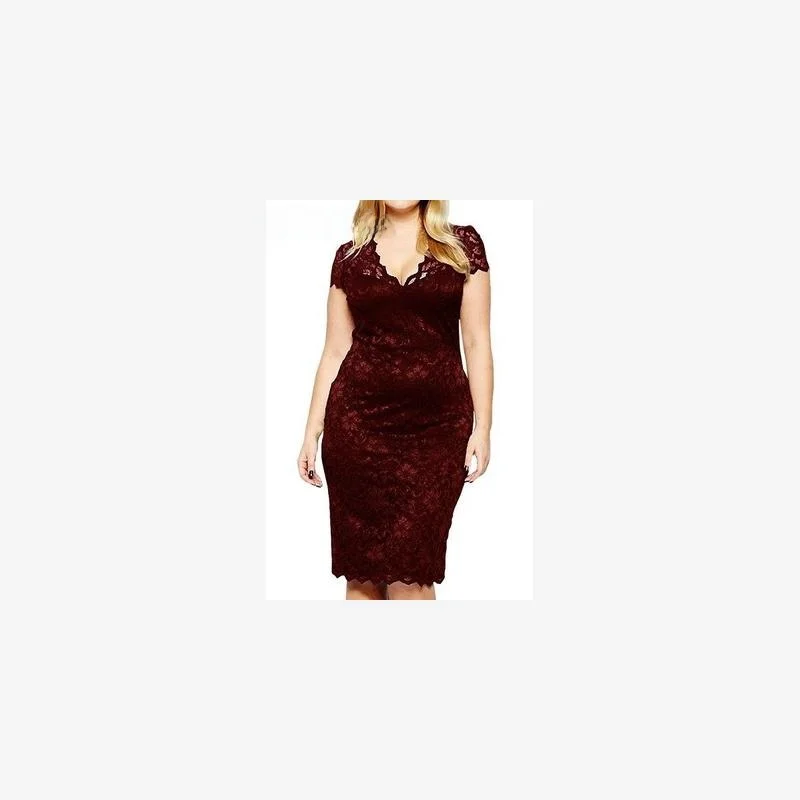 Gaun Maxi Wanita Ukuran Besar dengan Detail Renda dan Potongan V, Motif Bunga, Musim Semi 209, Bahan Lainnya 00%