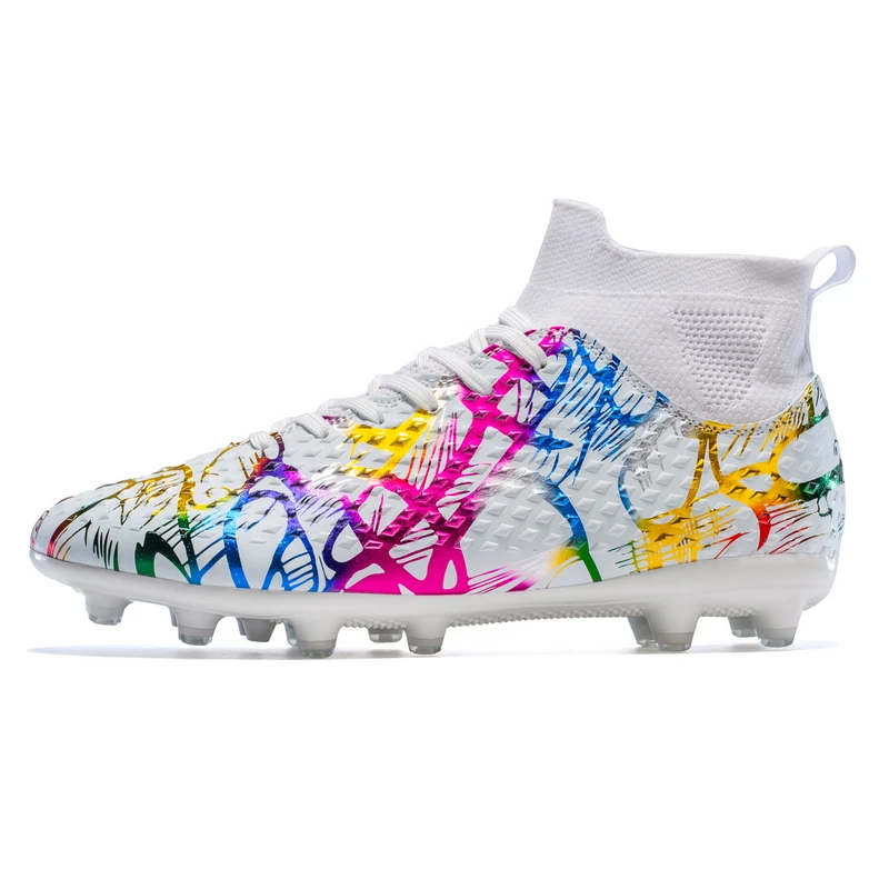 

2025 High Top Football Shoes Men Outdoor Cleats Society Training Soccer Shoes Top Quality Long Spikes TF/FG Sneaker Ultralight F