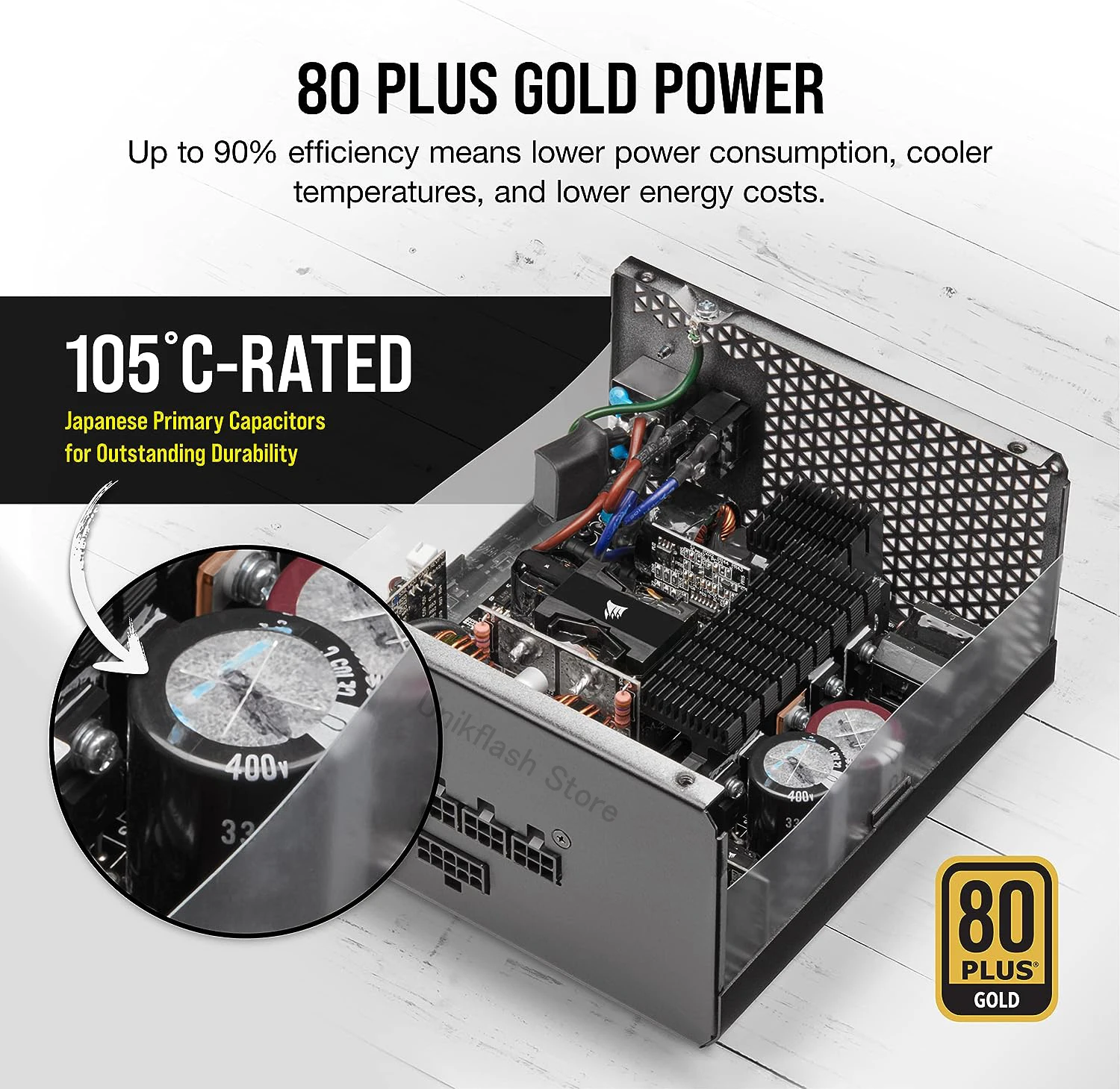 Corsair RM850x Fully Modular 850W power supply Power 80 PLUS Gold Low Noise Fan Zero RPM supports ATX 3.0、4070、Pcle 5.0