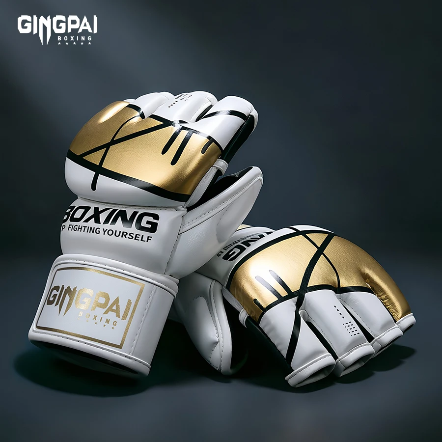 Half Mitts MMA Fighting Kick Boxing Gloves,Fingerless Punching Heavy Bag with Paddding Gloves for Kickboxing Sparring Muay Thai