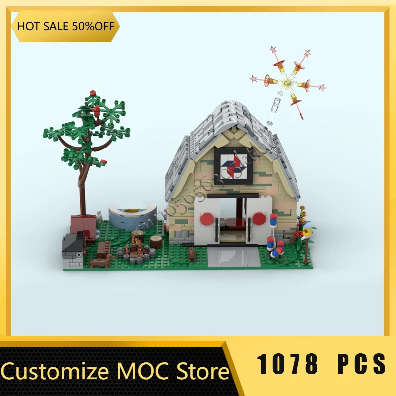 

1078 шт., летнее одеяло на заказ, сарай, строительная мастерская, вечерние MOC, строительный блок, креативная модель, детская сборная игрушка, подарок для ребенка