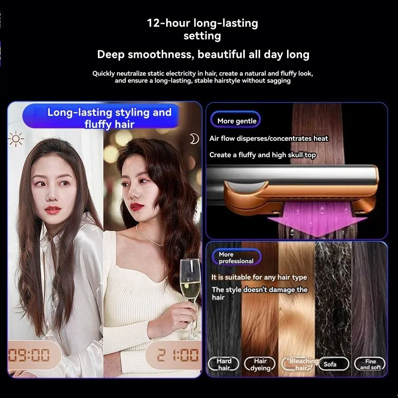 B90B-Home Hair Styling Tool 2-In-1 Hair Styler Dryer And Straightener Electric Device UK Plug