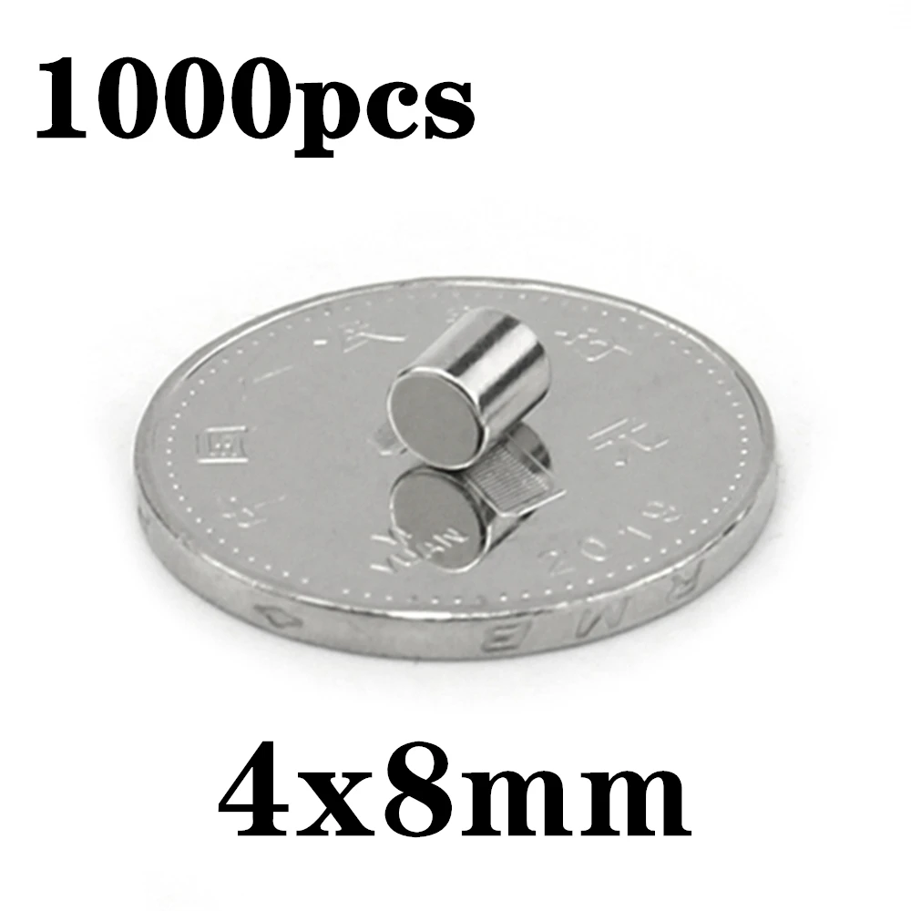 

1000pcs Neodymium N35 Dia 4x8mm Strong Magnets Tiny Disc NdFeB Rare Earth For Crafts Models Fridge Sticking magnet 4x8 mm