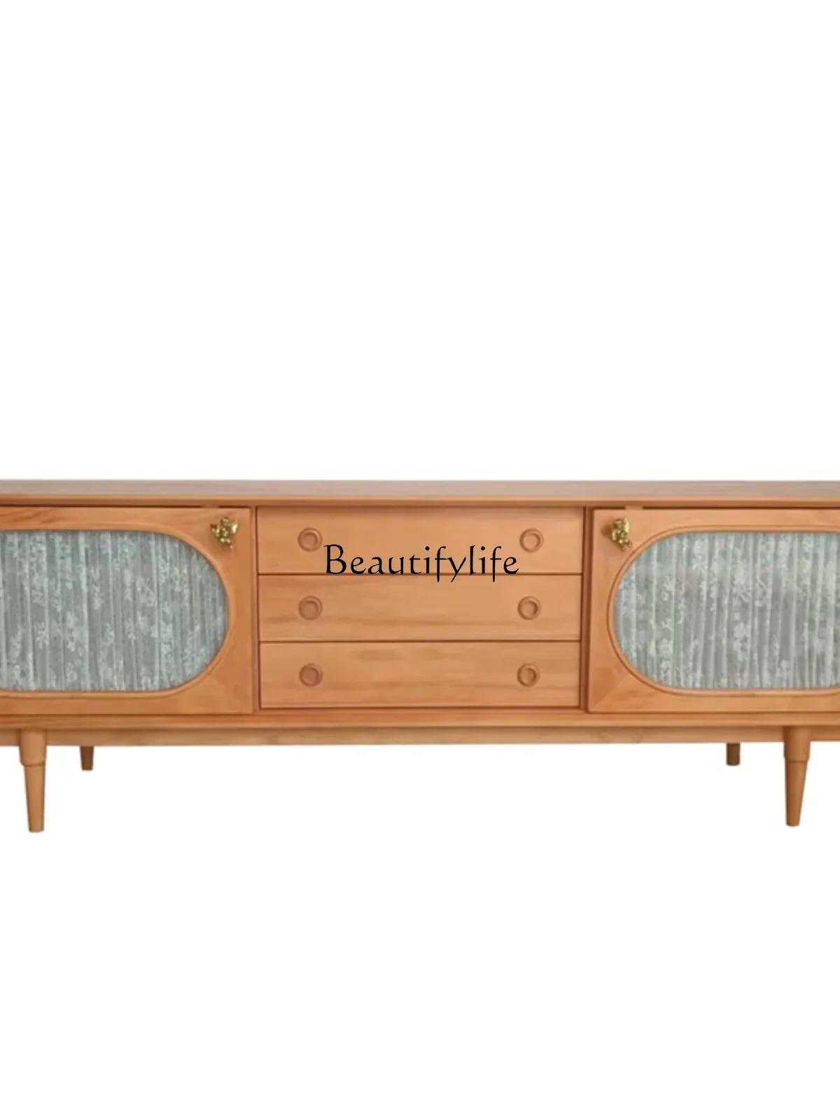 

12Solid Wood Simplicity Living Room Display Cabinet Small Apartment Storage Cabinet Retro