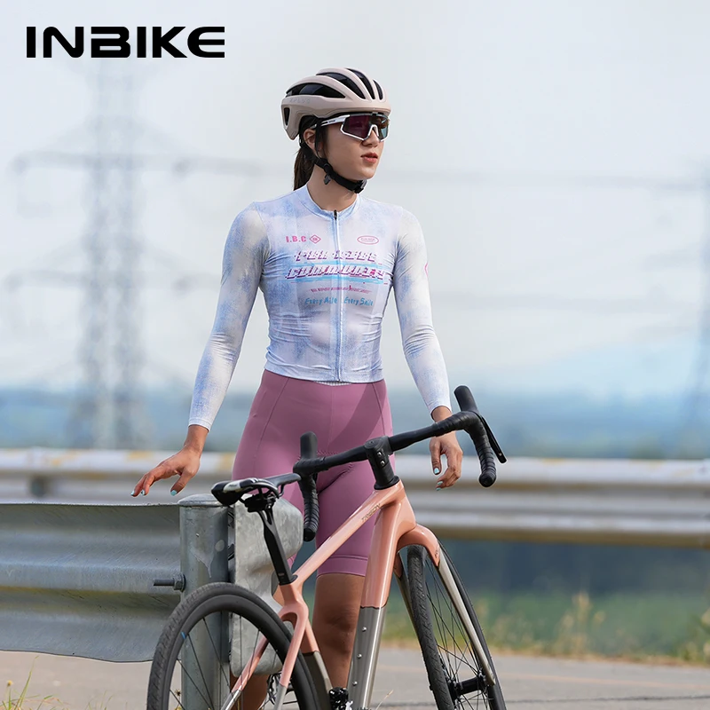 

INBIKE New Women's Spring Summer Thin Long Sleeve Breathable Cycling Jersey Road Bike Professional Top with Three Back Pockets