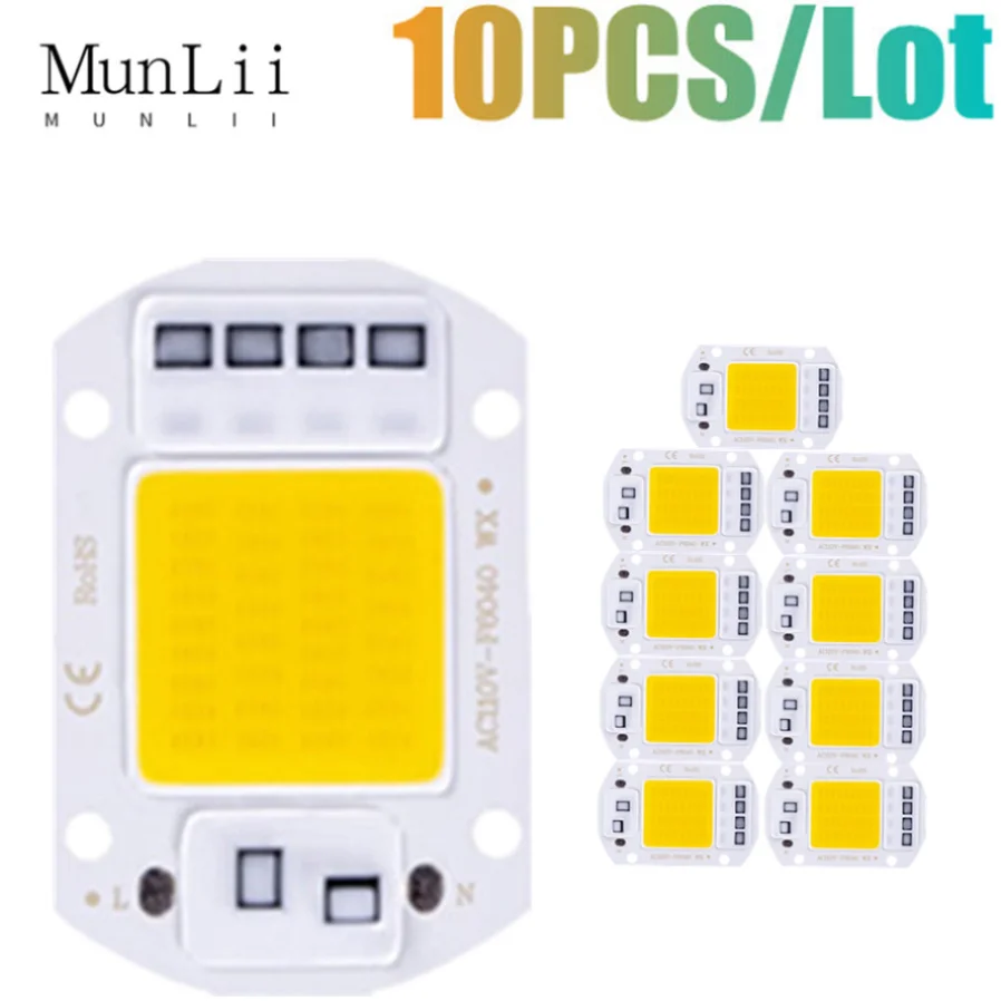 

No driver required 10 PCS 220V LED chip 10W 20W 30W 50W COB chip Smart IC LED lamp beads for floodlight spotlight Diy lighting