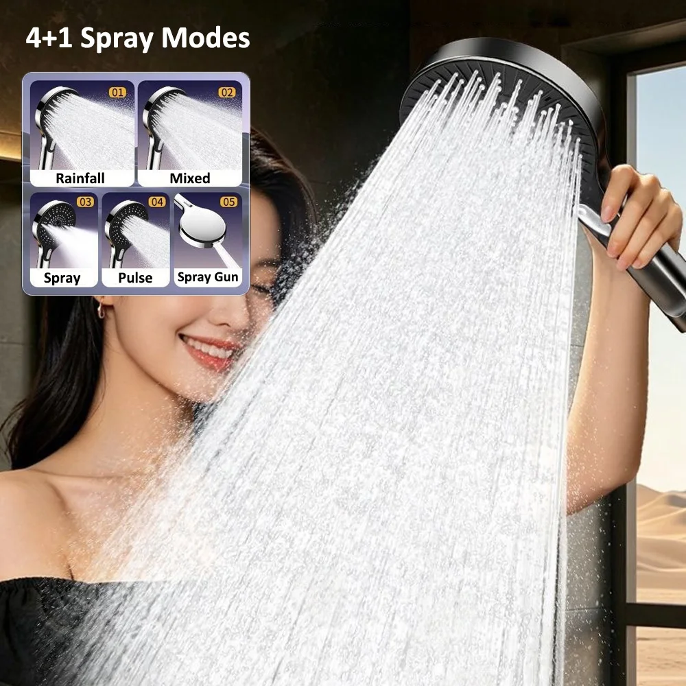 14CM Big Panel 5 Modes Adjustable Shower Head High Pressure Water Saving Shower Large Flow Massage Showerhead Bathroom Accessori