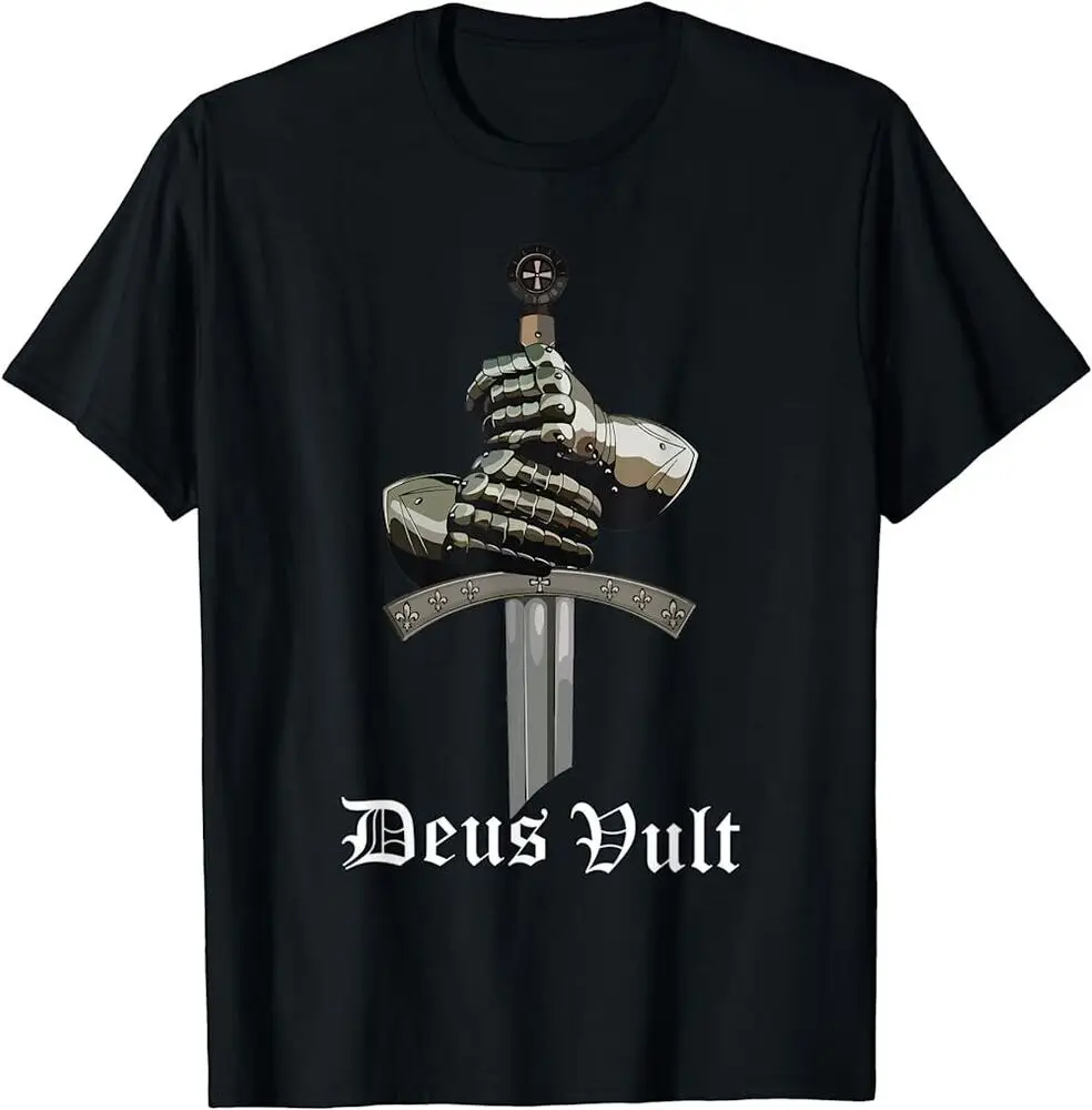 

LIMITED Deus Vult Catholic Crusader Templar Knight Sword & Armor T-Shirt Unisex T-shirts Cotton Luxury Brand Vintage Oversized