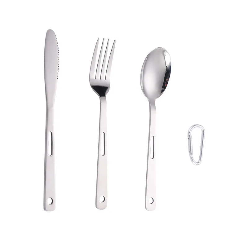 50Set/Lot Stainless Steel Spoon Fork Knife Set Camping Tableware Ultralight Travel Tourist Outdoor Cookware Wholesale
