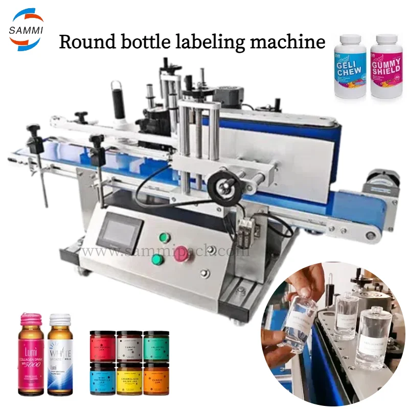 Desktop Automatische Honingpot Label Applicator Ronde Fles Etikettering Sticker Machine, Fles Label Ronde Flacon Label Machine