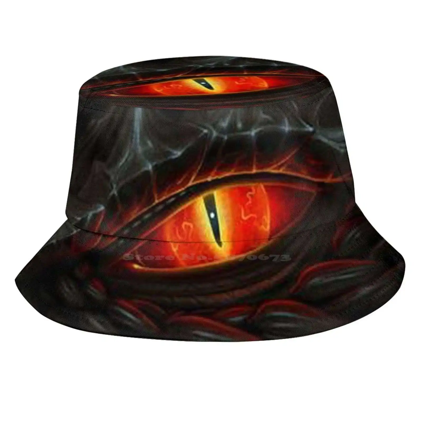 Glowing Red Eye Of Black Dragon Sun Cap Fisherman Hat Bucket Hats Dragon Eyes Snake Eyes Fantasy Dragons Black Creature Dark