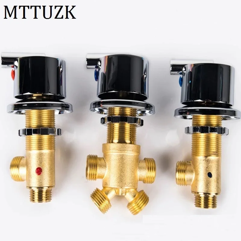 Solid Brass Chrome Finish Bathtub Hot & Cold Water Control Valve Faucet Bath Shower Mixer Bathtub 3 Piece Set Switch Valves