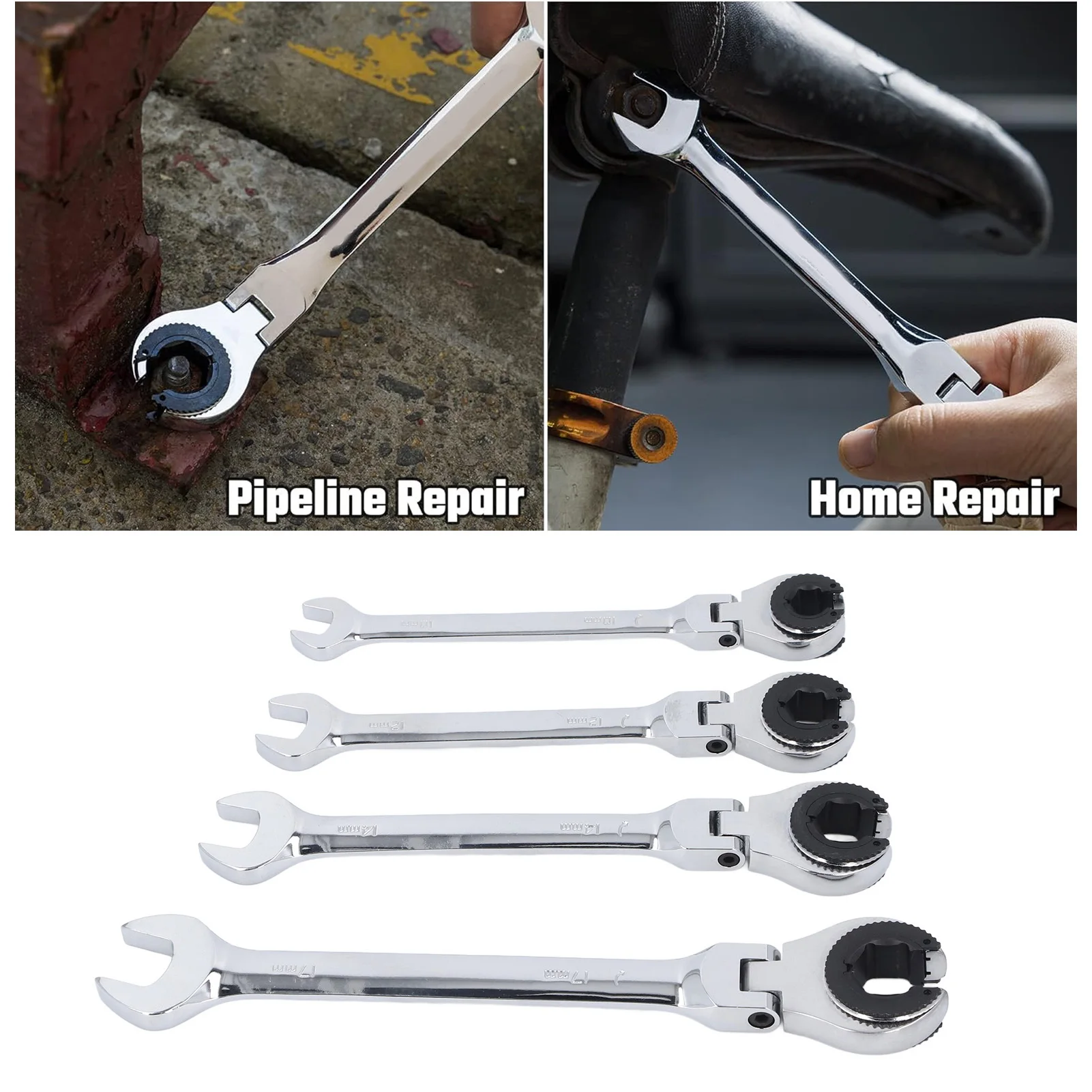 

Brake Line Wrench Set 72 Teeth Adjustable Angle 10mm 12mm 14mm 17mm Ratcheting Tubing Wrenches Tubing Ratchet Spanners