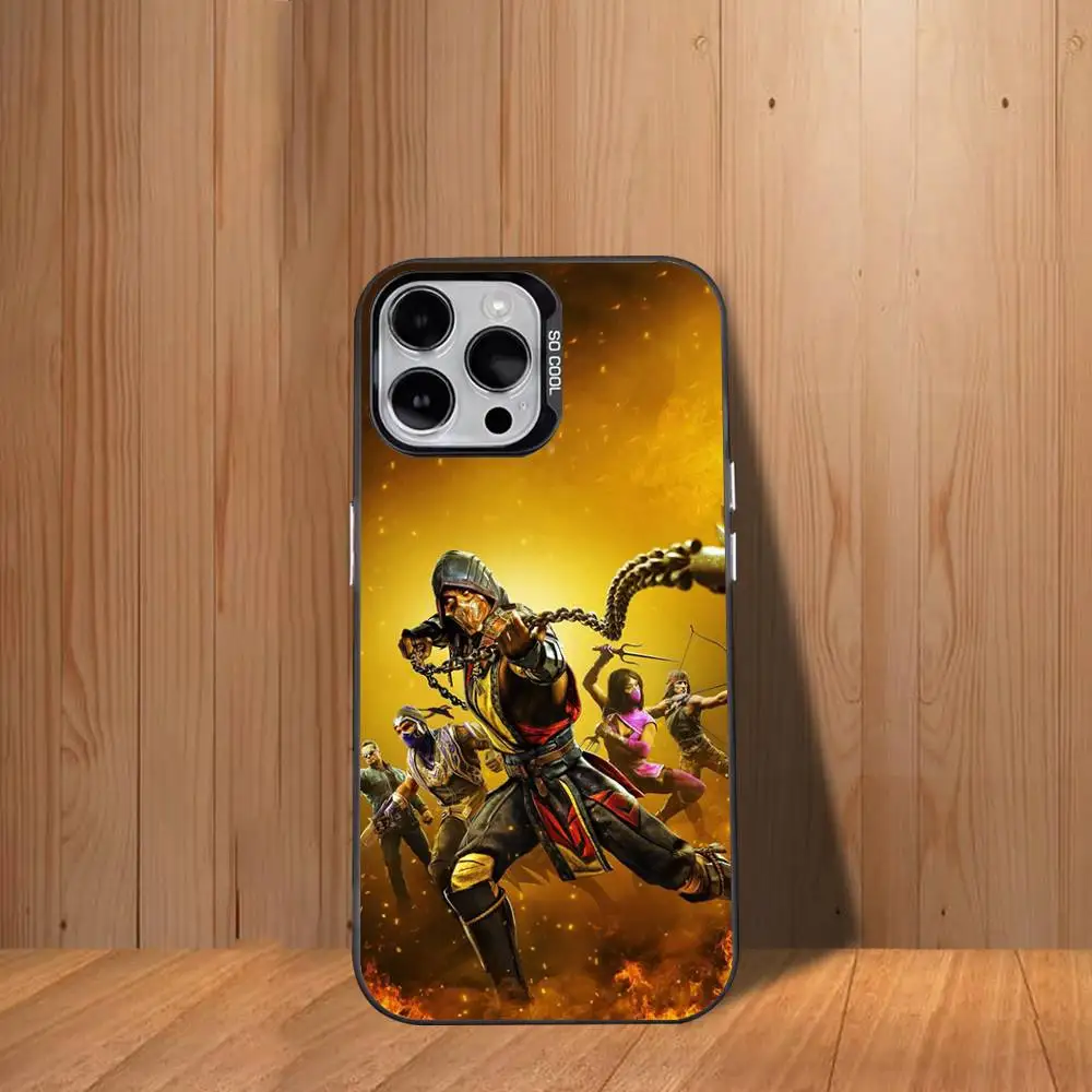حافظة هاتف Mortal K-Kombat لهاتف iPhone 17,16,15,14,13,12,11,Mini,Pro,SE,MAX غطاء أبيض غير لامع مقاوم للصدمات