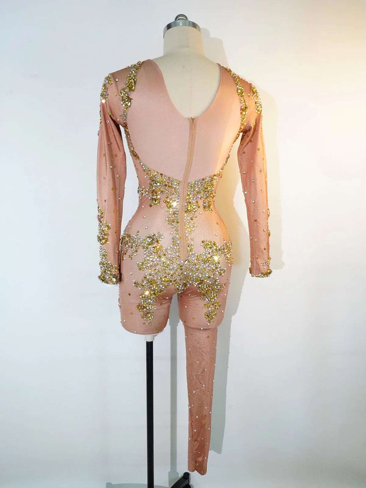 คริสตัลหรูหราJumpsuit Rhinestonesประกายบอดี้สูทไนท์คลับVIP Party Pole Danceเครื่องแต่งกายประสิทธิภาพQueensชุด ​