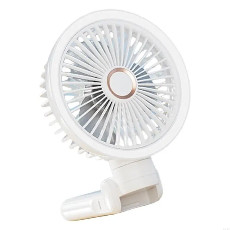 U1JE quạt clip sạc có thể gập lại với đèn LED Night Light USB chạy 3 tốc độ quạt làm mát yên tĩnh để sử dụng du lịch cắm trại