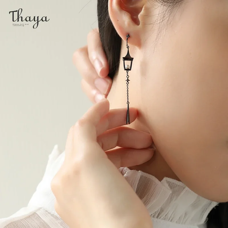 Thaya 100% S925 Sterling Silver Women Drop Earring Vintage Pendant Earrings Pearl Lantern Fashion Earrings Female Fine Jewelry