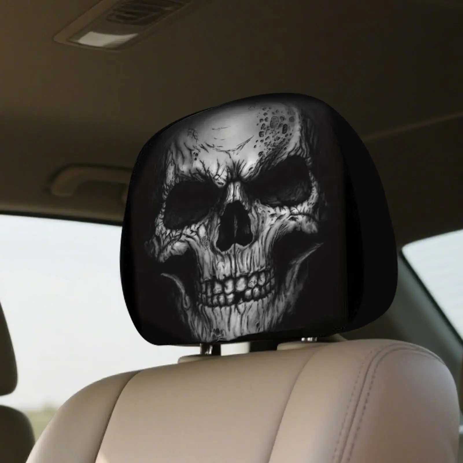 

Halloween Printed Car Headrest Cover 2 Pcs Ice Silk Car Seat Headrest Cover Baby Seat Protector Accessories Interior Decorative