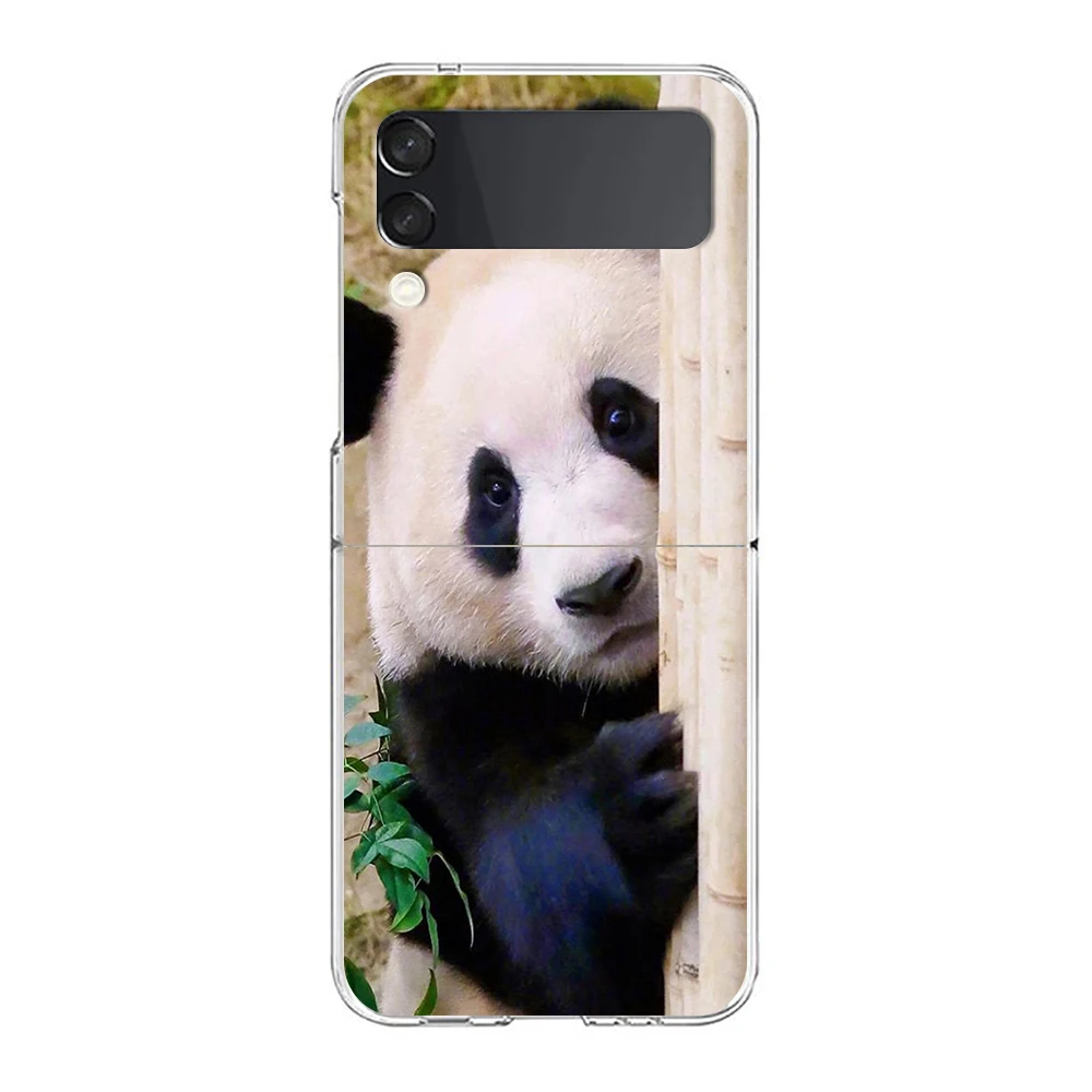 Fubao panda Phone Case For Samsung Galaxy Z Flip 3 4 5 6 Transparent fold High Hard PC Shell For Galaxy Z Flip 3 5 6 Clear Cover